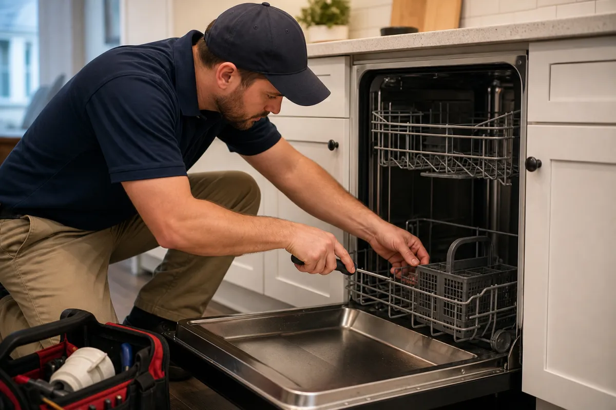 Dishwasher repair with a clear process