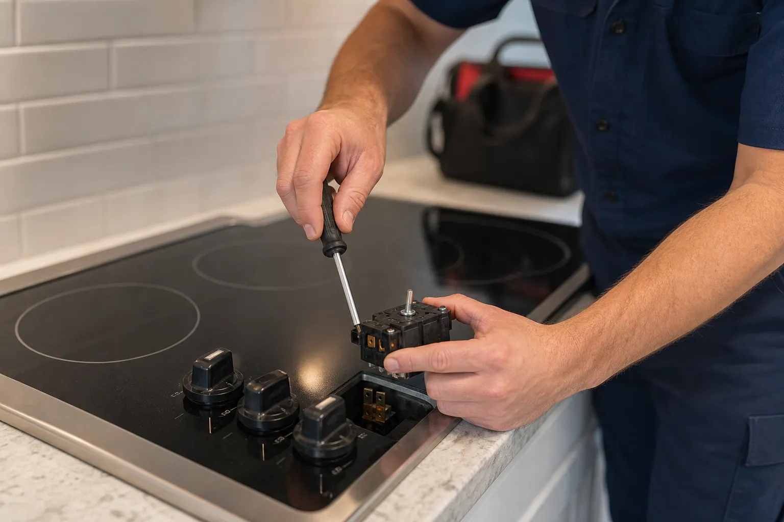 Cooktop control switch repair that restores control