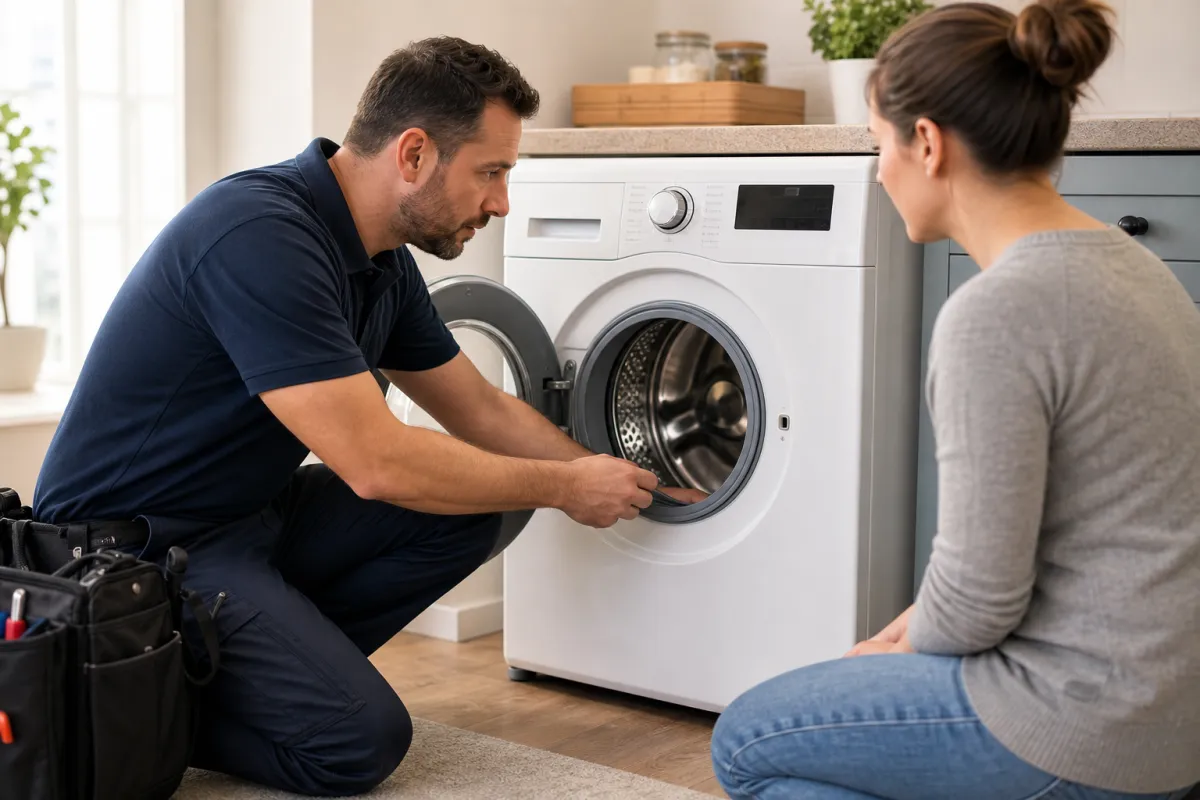 Washing machine repair with clear scope